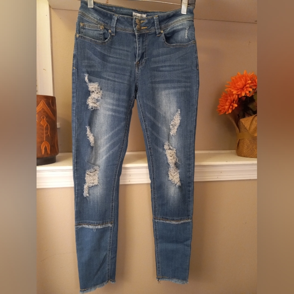 Salvaje Womens Junior‎ Distressed Denim Jeans Size 7
